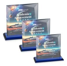 Paulson Full Color Blue Square / Cube Crystal Trophy - Crystal Trophies