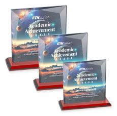 Paulson Full Color Red Square / Cube Crystal Trophy - Crystal Trophies