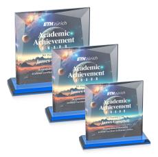 Paulson Full Color Sky Blue Square / Cube Crystal Trophy - Crystal Trophies