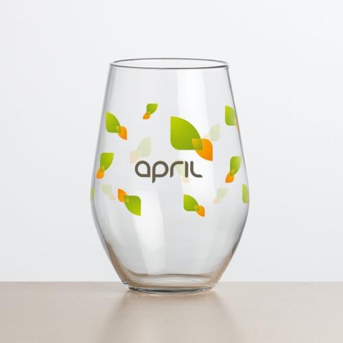 Custom Barware Glasses - Wine Glasses - Presley Stemless Wine - Full Color