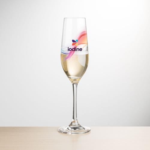 Custom Barware Glasses - Champagne Glasses - Robles Flute - Full Color