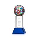 Knapp on Tower Base Blue Globe Glass Trophy