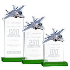 Top Gun Green Unique Crystal Trophy - Crystal Trophies