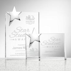 Denham Star Silver Rectangle Crystal Trophy - Crystal Star Trophies