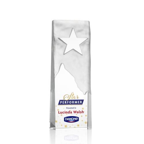Awards and Plaques - Crystal Trophies - Hinson Star Full Color Rectangle Crystal Trophy