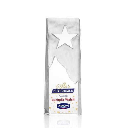 Awards and Plaques - Crystal Trophies - Hinson Star Full Color Rectangle Crystal Trophy