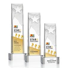 Hinson Star Full Color on Base Clear Rectangle Crystal Trophy - Trophies