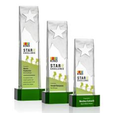 Hinson Star Full Color on Base Green Rectangle Crystal Trophy - Trophies