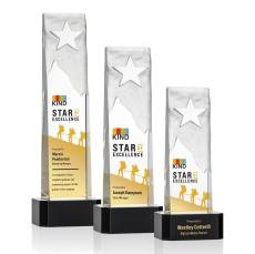 Hinson Star Full Color on Base Black Rectangle Crystal Trophy - Crystal Trophies