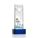 Hinson Star Full Color on Base Blue Rectangle Crystal Trophy