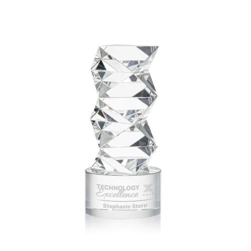 Awards and Plaques - Crystal Trophies - Callucci on Round Base Clear Towers Crystal Trophy