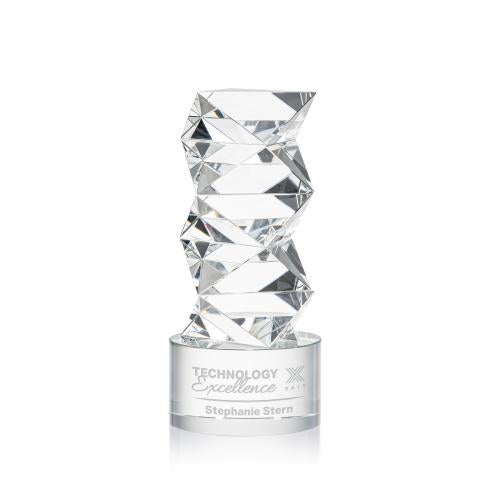 Awards and Plaques - Crystal Trophies - Callucci on Round Base Clear Towers Crystal Trophy