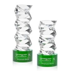 Callucci on Round Base Green Towers Crystal Trophy - Crystal Trophies