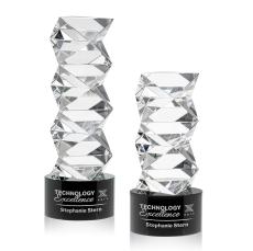 Callucci on Round Base Black Towers Crystal Trophy - Crystal Trophies