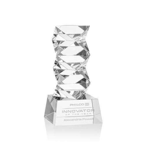Awards and Plaques - Crystal Trophies - Callucci on Small Base Clear Towers Crystal Trophy