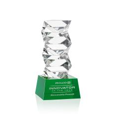 Callucci on Small Base Green Towers Crystal Trophy - Crystal Trophies