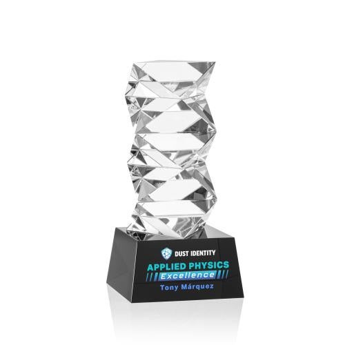 Awards and Plaques - Crystal Trophies - Callucci Full Color on Small Base Black Towers Crystal Trophy