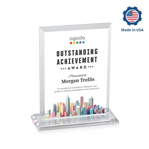 Awards and Plaques - Crystal Trophies - Villa Full Color Rectangle Crystal Trophy