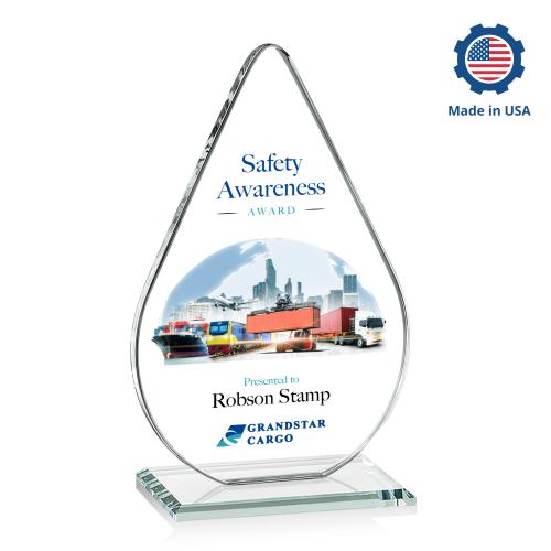 Awards and Plaques - Crystal Trophies - Moyer Full Color Tear Drop Crystal Trophy