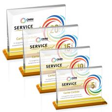 Leyva Full Color Amber Rectangle Crystal Trophy - Crystal Trophies