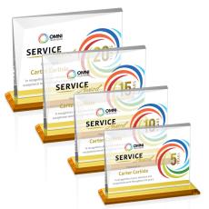 Leyva Full Color Amber Rectangle Crystal Trophy - Custom Trophies