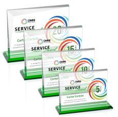 Leyva Full Color Green Rectangle Crystal Trophy - Crystal Trophies