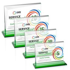 Leyva Full Color Green Rectangle Crystal Trophy - Custom Trophies