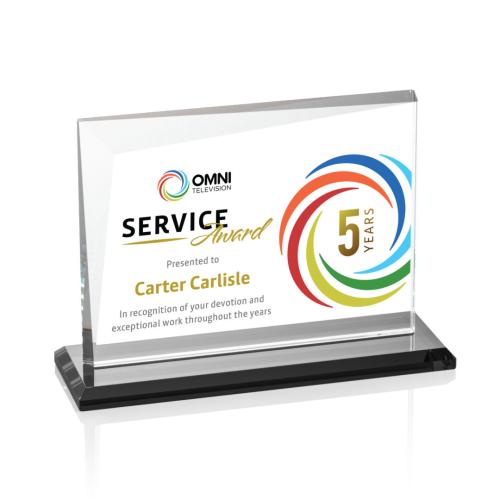 Awards and Plaques - Crystal Trophies - Leyva Full Color Black Rectangle Crystal Trophy