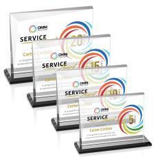 Leyva Full Color Black Rectangle Crystal Trophy - Crystal Trophies