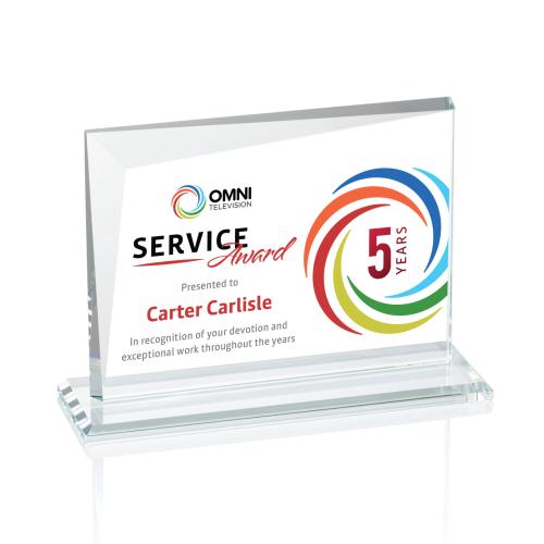 Awards and Plaques - Crystal Trophies - Leyva Full Color Clear Rectangle Crystal Trophy