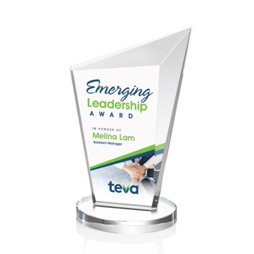 Awards and Plaques - Crystal Trophies - Neumann Full Color Clear Peaks Crystal Trophy