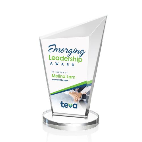 Awards and Plaques - Crystal Trophies - Neumann Full Color Clear Peaks Crystal Trophy