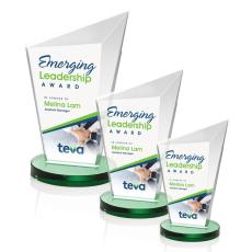 Neumann Full Color Green Peaks Crystal Trophy - Custom Trophies