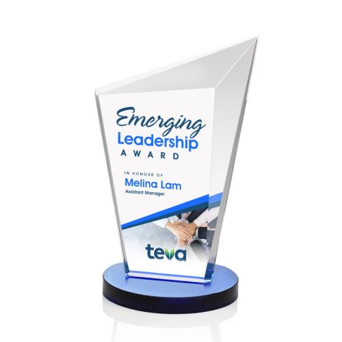 Awards and Plaques - Crystal Trophies - Neumann Full Color Blue Peaks Crystal Trophy