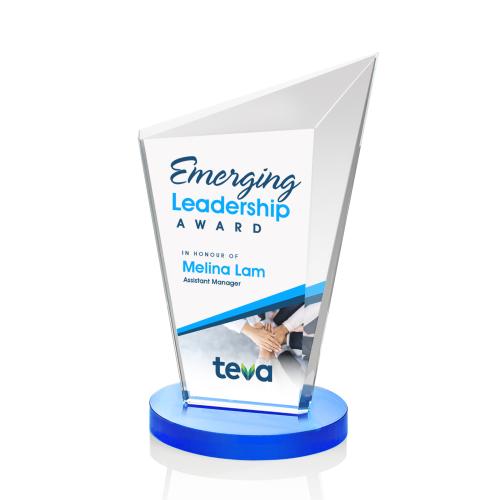 Awards and Plaques - Crystal Trophies - Neumann Full Color Sky Blue Peaks Crystal Trophy