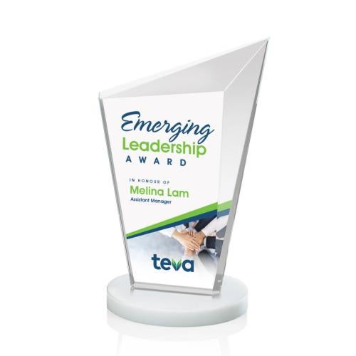 Awards and Plaques - Crystal Trophies - Neumann Full Color Fagan Peaks Crystal Trophy