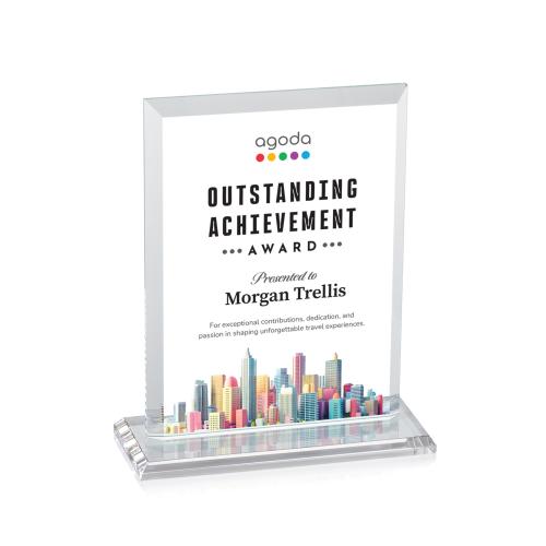 Awards and Plaques - Crystal Trophies - Villa Full Color Clear Rectangle Crystal Trophy