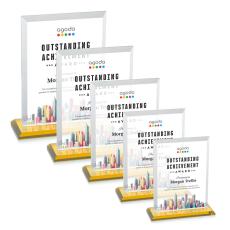 Villa Full Color Amber Rectangle Crystal Trophy - Custom Trophies