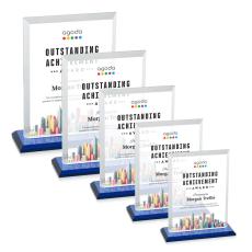 Villa Full Color Blue Rectangle Crystal Trophy - Custom Trophies