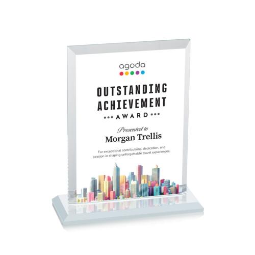 Awards and Plaques - Crystal Trophies - Villa Full Color Fagan Rectangle Crystal Trophy