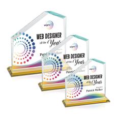 Sellers Full Color Amber Peaks Crystal Trophy - Custom Trophies