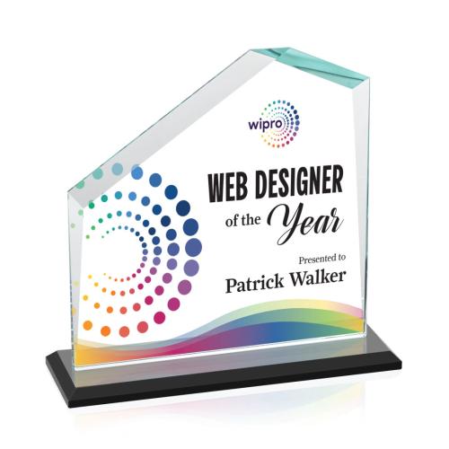 Awards and Plaques - Crystal Trophies - Sellers Full Color Black Peaks Crystal Trophy