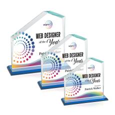 Sellers Full Color Sky Blue Peaks Crystal Trophy - Custom Trophies