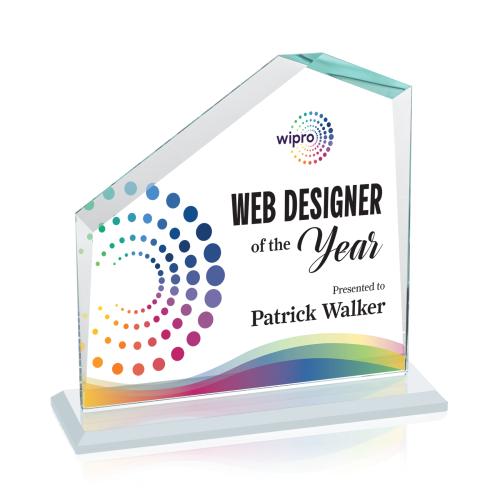 Awards and Plaques - Crystal Trophies - Sellers Full Color Fagan Peaks Crystal Trophy