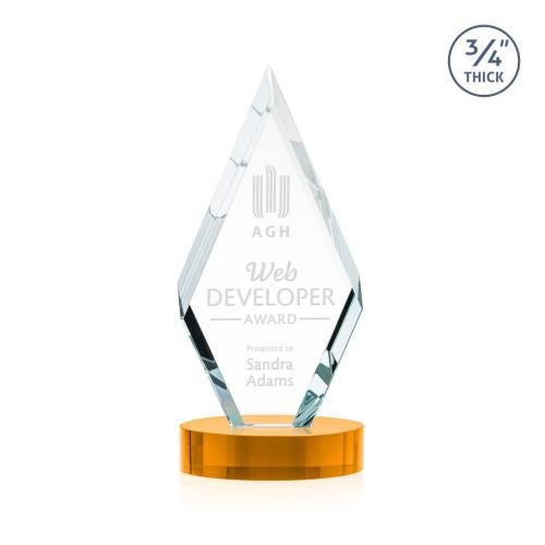 Awards and Plaques - Crystal Trophies - Richmond on Alberton Base Amber Crystal Trophy