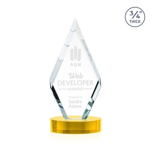 Awards and Plaques - Crystal Trophies - Richmond on Alberton Base Gold Crystal Trophy