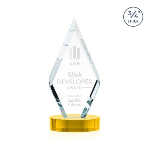 Awards and Plaques - Crystal Trophies - Richmond on Alberton Base Gold Crystal Trophy