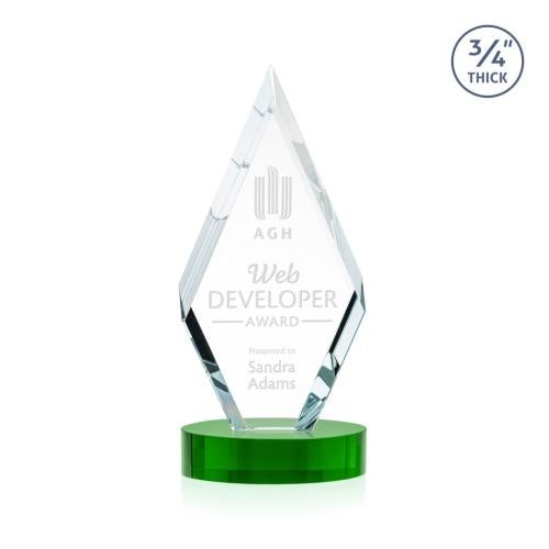 Awards and Plaques - Crystal Trophies - Richmond on Alberton Base Green Crystal Trophy