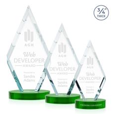 Richmond on Alberton Base Green Crystal Trophy - Crystal Trophies