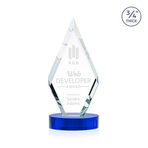 Awards and Plaques - Crystal Trophies - Richmond on Alberton Base Blue Crystal Trophy